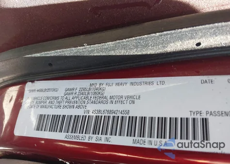 2009 Subaru Legacy 2.5Gt Limited from USA, damaged, VIN 4S3BL676894214558